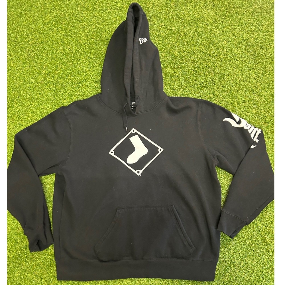 New Era Chicago White Sox MLB Hoodie Black Diamond Logo Pullover Mens XL